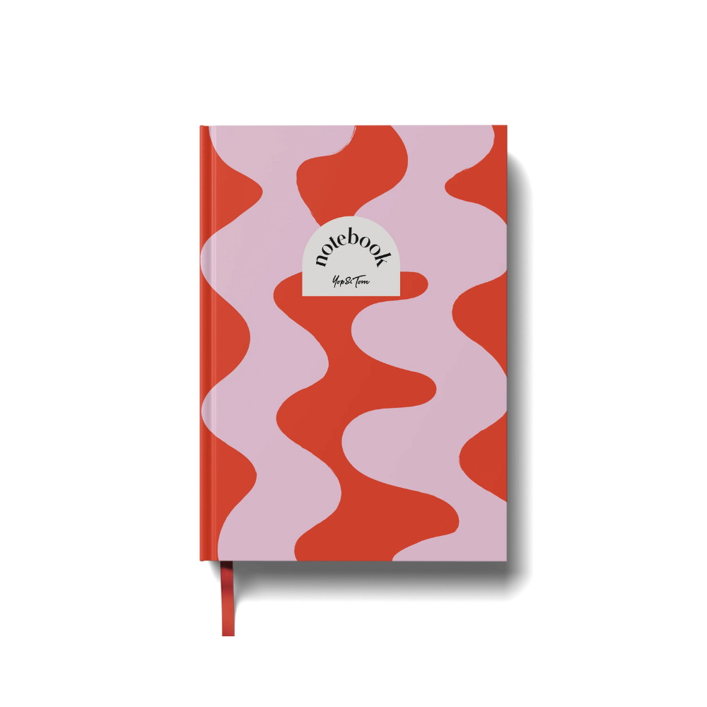 Red Ripple Lined Notebook