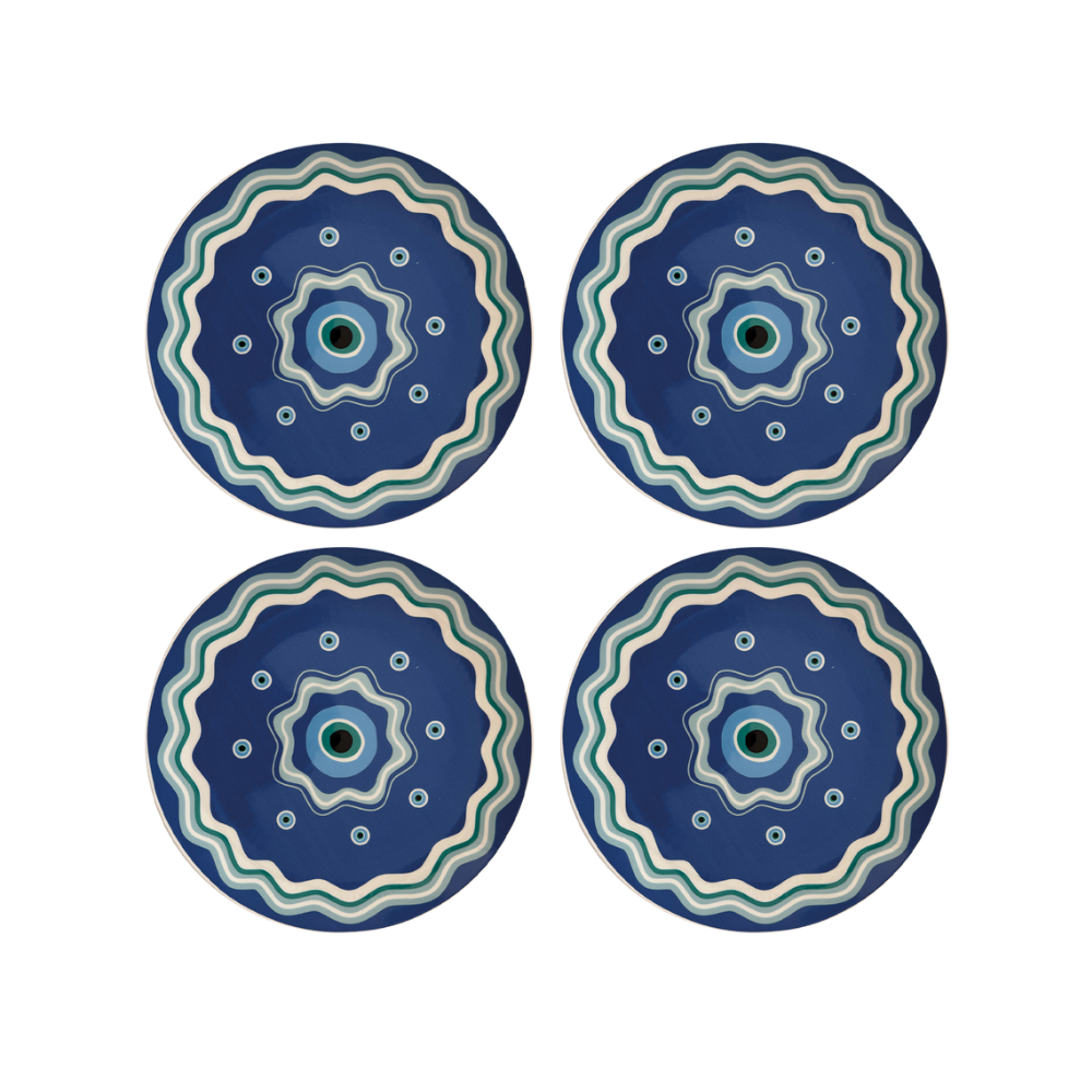 Dark Blue Set Of 4 Plates