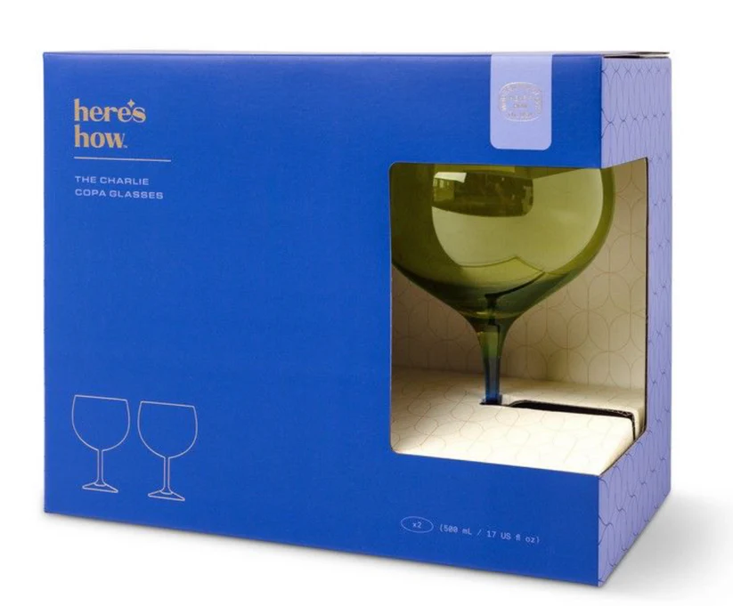 Olive & Cobalt Charlie Copa Glass - Image 2